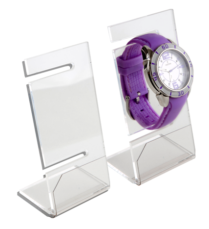 Expositor reloj transparente con pie