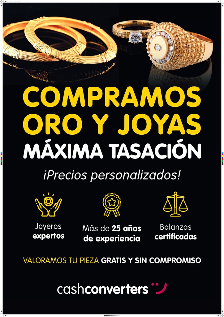 Cartel "Compramos oro y joyas" de 70x100cm. Español