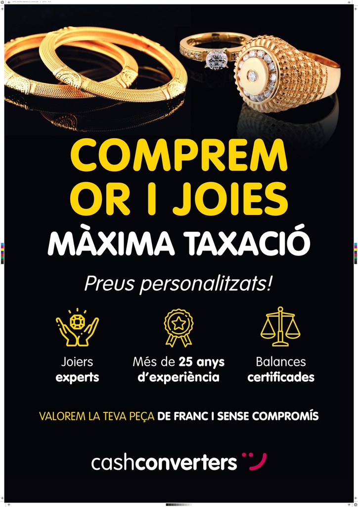 Cartel "Comprem or i Joies" de 70x100cm. Catalán