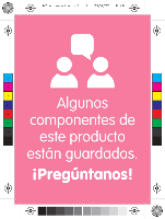 Pack 5 Carteles "Algunos componentes de este producto estan guardados" tamaño A7 Español