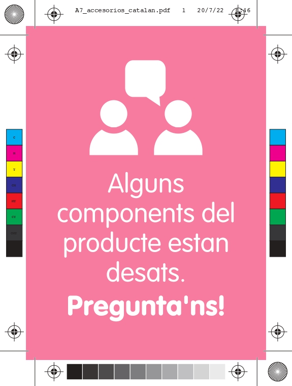 Pack 5 Carteles "Alguns components del producte estan desats" tamaño A7 Catalán