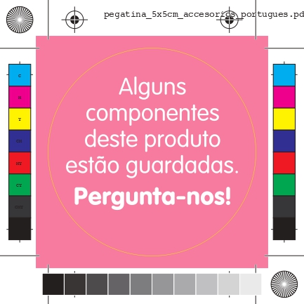 Pack 5 Pegatinas "Alguns componentes deste produto estao guardadas" de 5x5cm Portugués