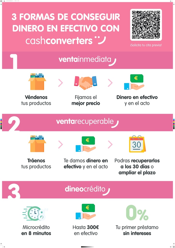 Cartel "3 Formas de conseguir dinero en efectivo" de 70x100cm. Español