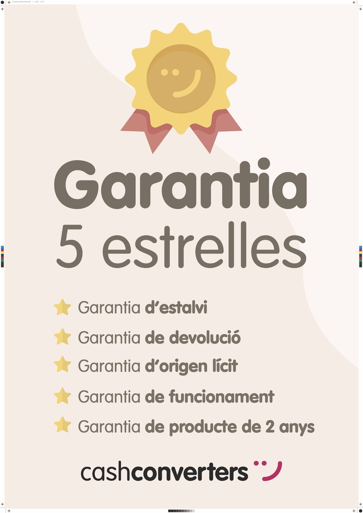 Cartel "Garantía 5 estrelas" de 70x100cm. Portugués