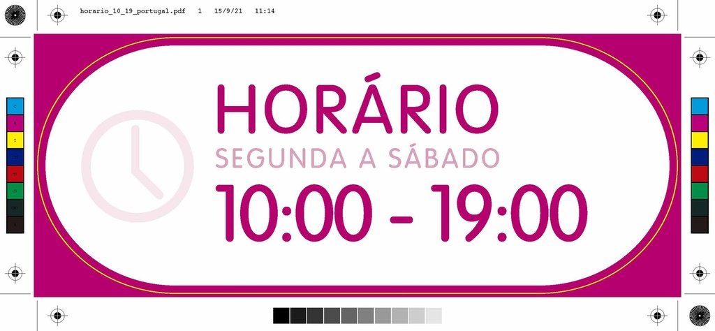 Pack 2 vinilos "horario" de 10 a 19h. Portugués