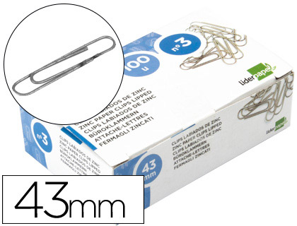 [PP025] Cala 10 Clips liderpapel nº3 labiados 43mm. caja (Ref. 02305)