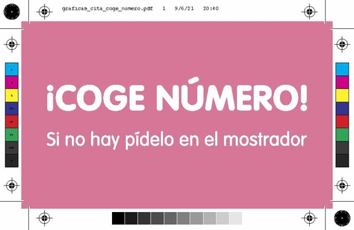 [MKS16a] Pack 4 Carteles "Coge número" de 12x7cm. Español