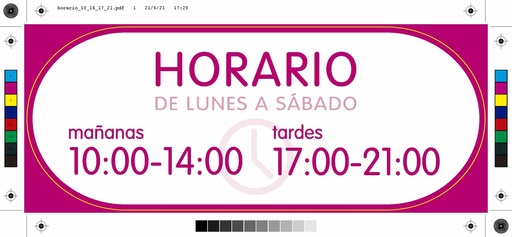 [MKS22g] Pack 2 vinilos "horario de verano partido" de 10 a 14h. y 17 a 21h. Español