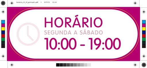 [MKS22k] Pack 2 vinilos "horario" de 10 a 19h. Portugués